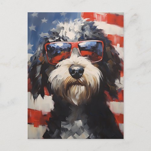 Lagotto Romagnolo 4th of July Independence day Postcard