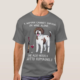 Lagotto Romagnolo and wine Funny dog T-Shirt