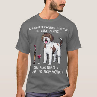Lagotto Romagnolo and wine Funny dog  T-Shirt
