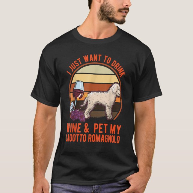 Lagotto Romagnolo And Wine Water Dog Lagotto T-Shirt (Front)