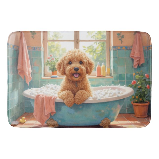 Lagotto Romagnolo Bath Time Curly Bathroom Decor Mat (Front)