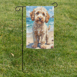 Lagotto Romagnolo Beach Dog Art Garden Flag