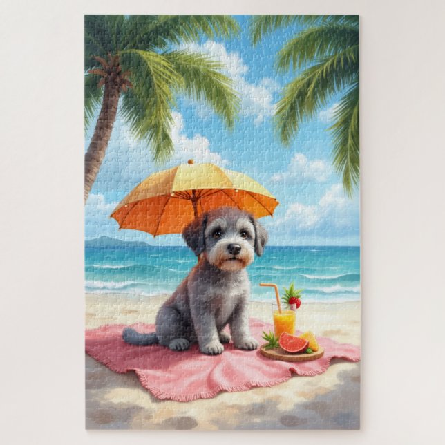 Lagotto Romagnolo Beach Scene Jigsaw Puzzle (Vertical)