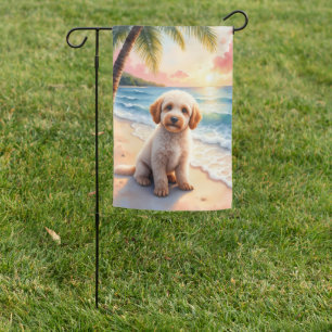 Lagotto Romagnolo Beach Sunset Garden Flag