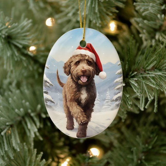 Lagotto Romagnolo Christmas Ceramic Ornament (Tree)
