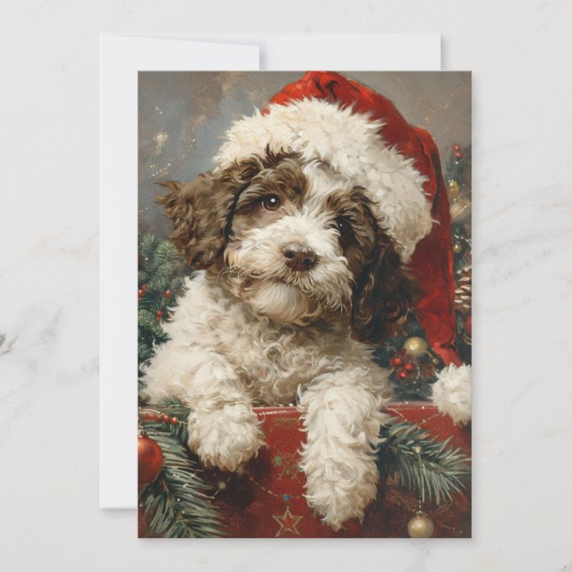 Lagotto Romagnolo Christmas Holiday Card (Front)
