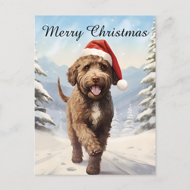 Lagotto Romagnolo Christmas Holiday Postcard (Front)