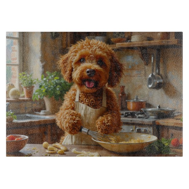 Lagotto Romagnolo Cooking in Kitchen Cutting Board (Front)