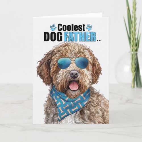 Lagotto Romagnolo Dog Coolest Dad Fathers Day Holiday Card