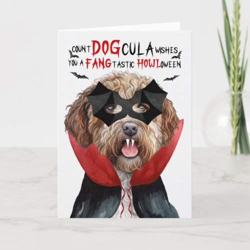 Lagotto Romagnolo Funny Count DOGcula Halloween Holiday Card