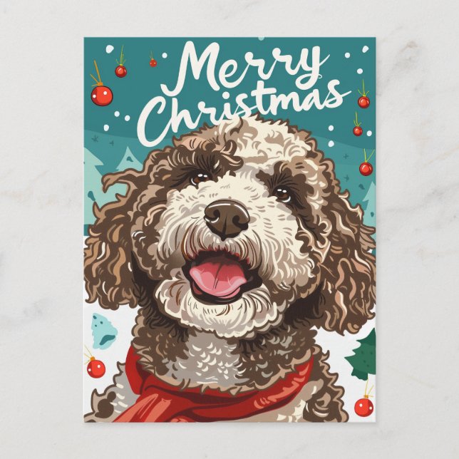 Lagotto Romagnolo Merry Christmas  Postcard (Front)