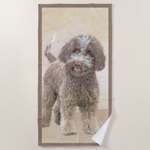 Lagotto Romagnolo Painting - Cute Original Dog Art Beach Towel