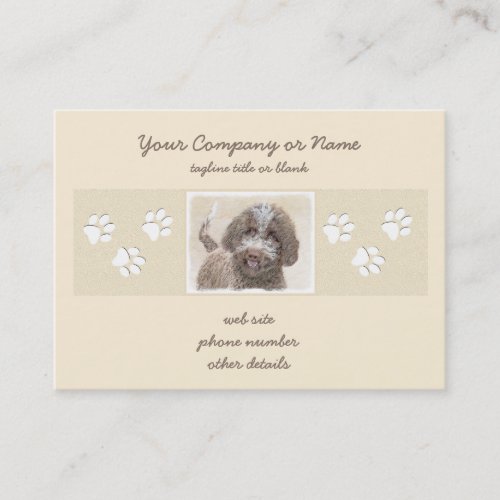 Lagotto Romagnolo Painting _ Cute Original Dog Art Business Card