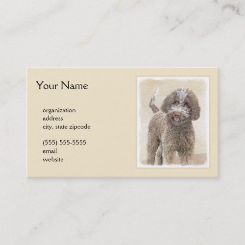 Lagotto Romagnolo Painting _ Cute Original Dog Art Business Card