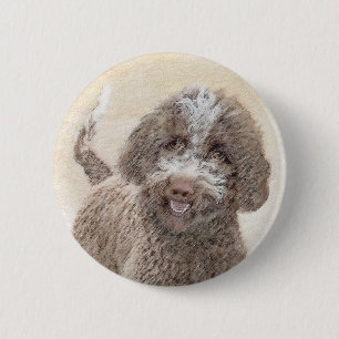 Lagotto Romagnolo Painting - Cute Original Dog Art Button