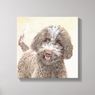 Lagotto Romagnolo Painting - Cute Original Dog Art Canvas Print