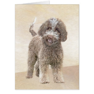 Lagotto Romagnolo Painting - Cute Original Dog Art Card