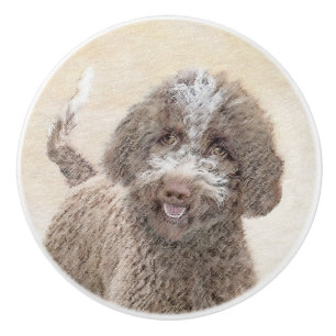 Lagotto Romagnolo Painting - Cute Original Dog Art Ceramic Knob
