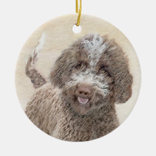 Lagotto Romagnolo Painting _ Cute Original Dog Art Ceramic Ornament