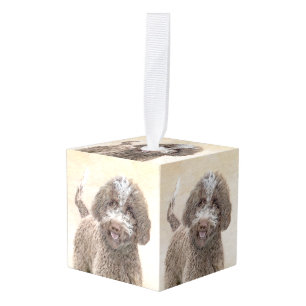 Lagotto Romagnolo Painting - Cute Original Dog Art Cube Ornament