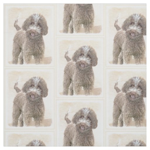 Lagotto Romagnolo Painting - Cute Original Dog Art Fabric