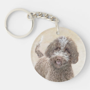 Lagotto Romagnolo Painting - Cute Original Dog Art Keychain