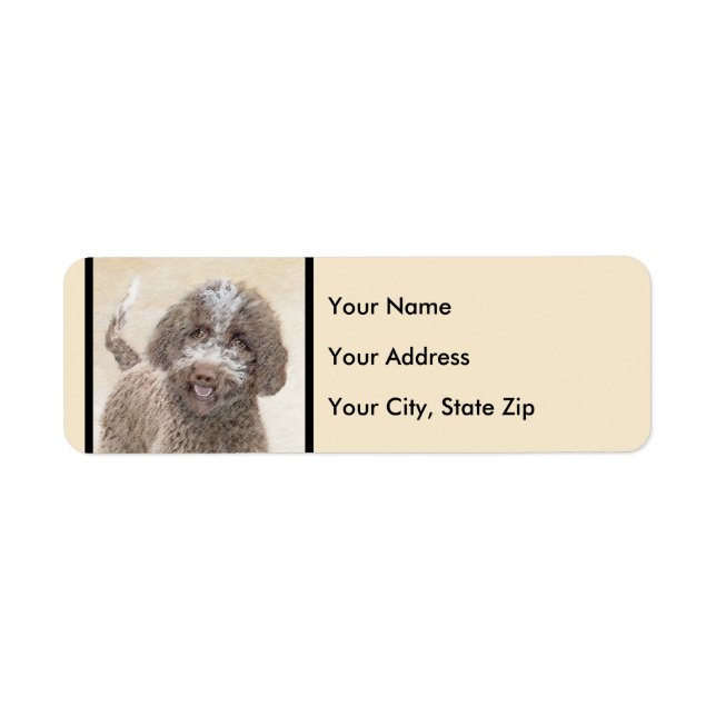 Lagotto Romagnolo Painting - Cute Original Dog Art Label (Front)