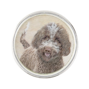 Lagotto Romagnolo Painting - Cute Original Dog Art Lapel Pin