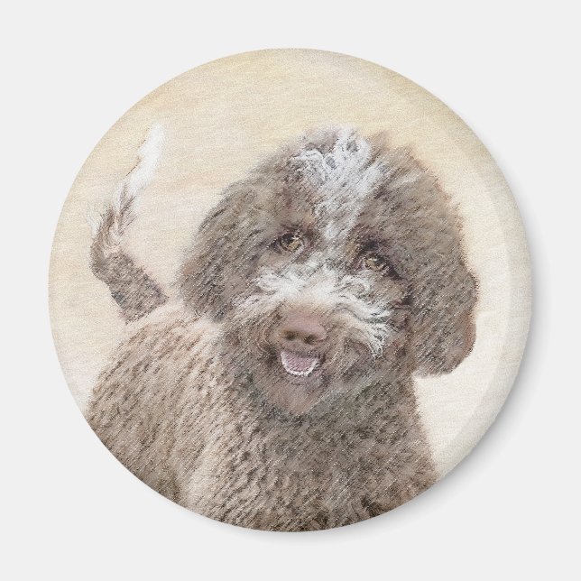 Lagotto Romagnolo Painting - Cute Original Dog Art Magnet (Front)