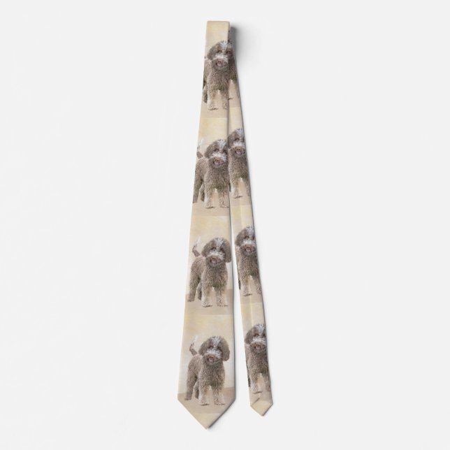 Lagotto Romagnolo Painting - Cute Original Dog Art Neck Tie (Front)