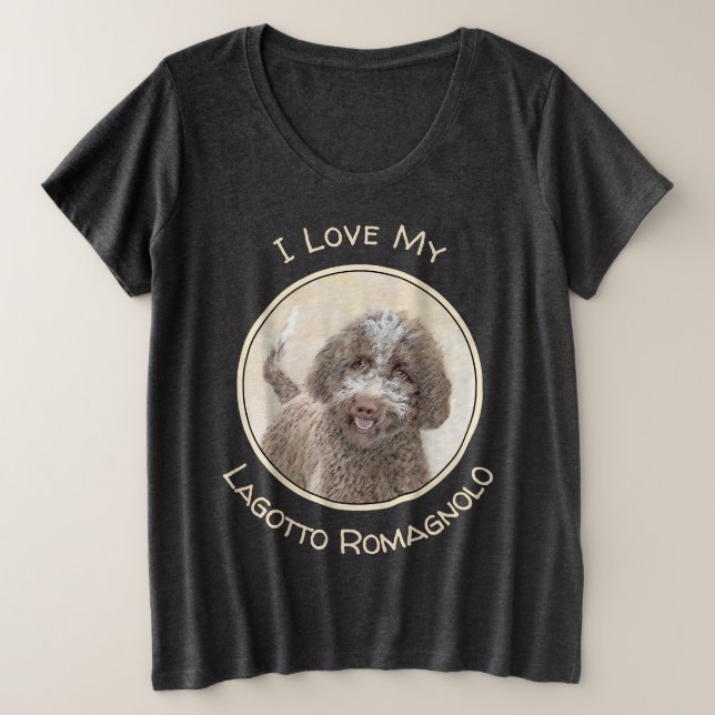 Lagotto Romagnolo Painting - Cute Original Dog Art Plus Size T-Shirt (Design Front)