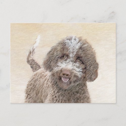 Lagotto Romagnolo Painting _ Cute Original Dog Art Postcard