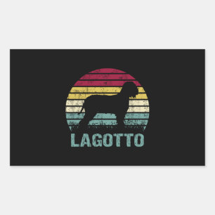 Lagotto Romagnolo Retro Vintage Silhouette Circle Rectangular Sticker