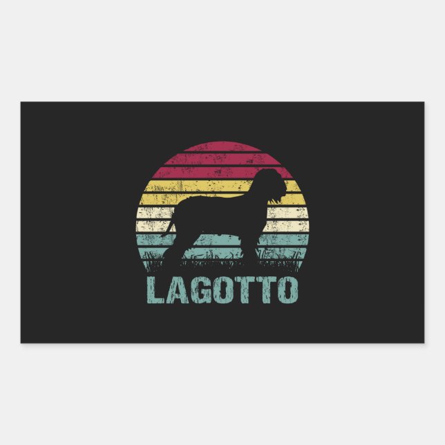 Lagotto Romagnolo Retro Vintage Silhouette Circle Rectangular Sticker (Front)