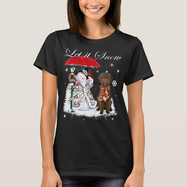 Lagotto Romagnolo Santa Dog Christmas Snowman Xmas T-Shirt (Front)