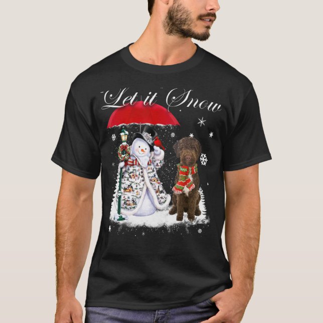 Lagotto Romagnolo Santa Dog Christmas Snowman Xmas T-Shirt (Front)