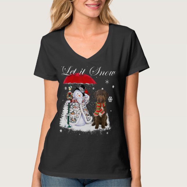 Lagotto Romagnolo Santa Dog Christmas Snowman Xmas T-Shirt (Front)