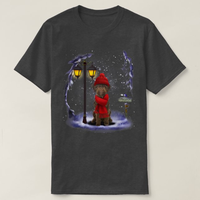 Lagotto Romagnolo Santa Snow Christmas Light Winte T-Shirt (Design Front)