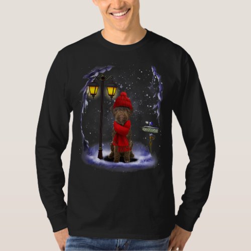 Lagotto Romagnolo Santa Snow Christmas Light Winte T_Shirt