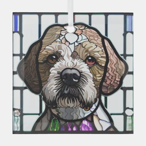 Lagotto Romagnolo Stained Glass  Glass Ornament