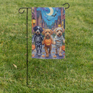 Lagotto Romagnolo Trick-or-Treating Halloween Garden Flag