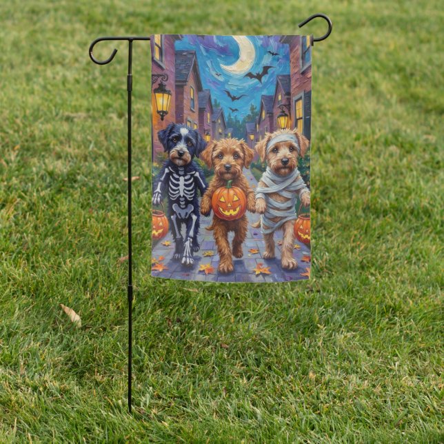 Lagotto Romagnolo Trick-or-Treating Halloween  Garden Flag (In SItu)