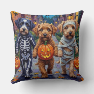 Lagotto Romagnolo Trick-or-Treating Halloween Throw Pillow