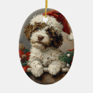 Lagotto Romagnolo Vintage Christmas Ceramic Ornament