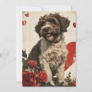 Lagotto Romagnolo Vintage Valentine's Day Holiday Card