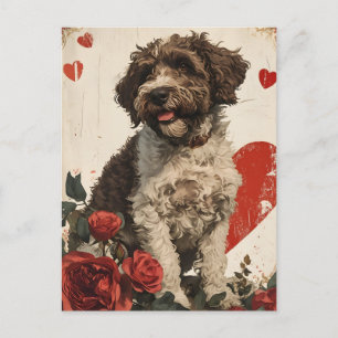Lagotto Romagnolo Vintage Valentine's Day  Postcard