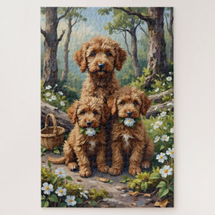 Lagotto Romagnolo Woodland Blossom Art Jigsaw Puzzle