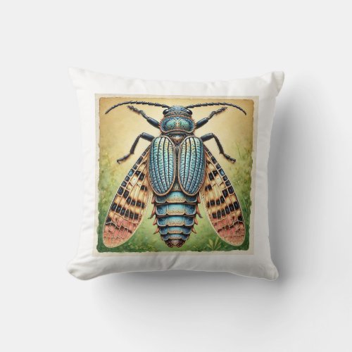 Lagria Insect Dorsal View 200624IREF106 _ Watercol Throw Pillow