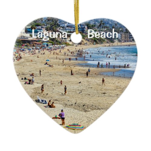 Laguna Beach 2 Sided Holiday Heart Ceramic Ornament