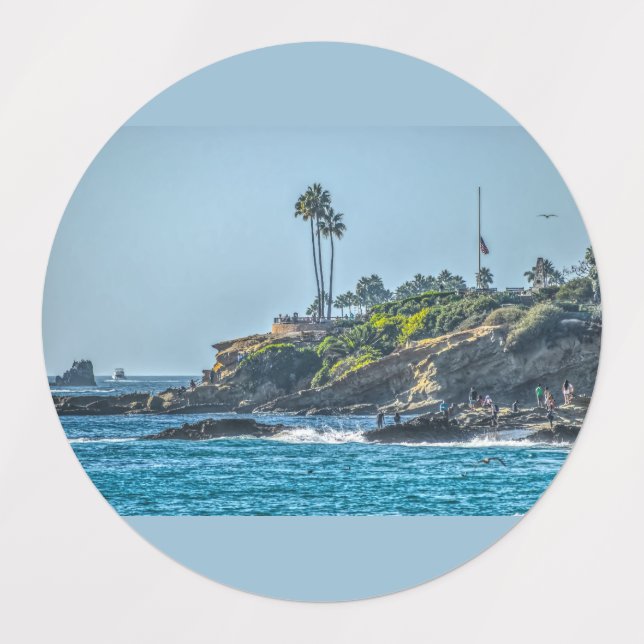 Laguna Beach Adhesive Circle Labels (Design 2)